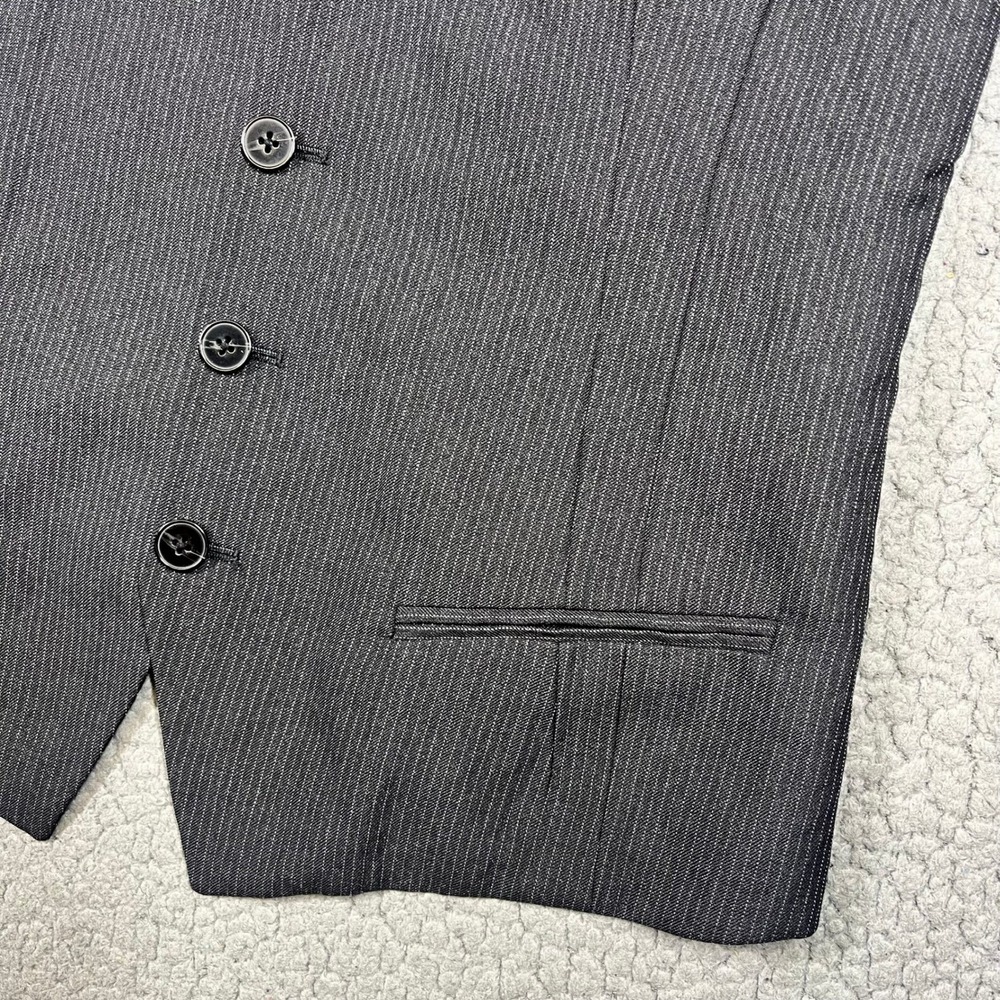 AllSaints Spitalfields Mens Gray Pinstripe Wool Blend Waistcoat Vest Size 40 - Picture 3 of 9
